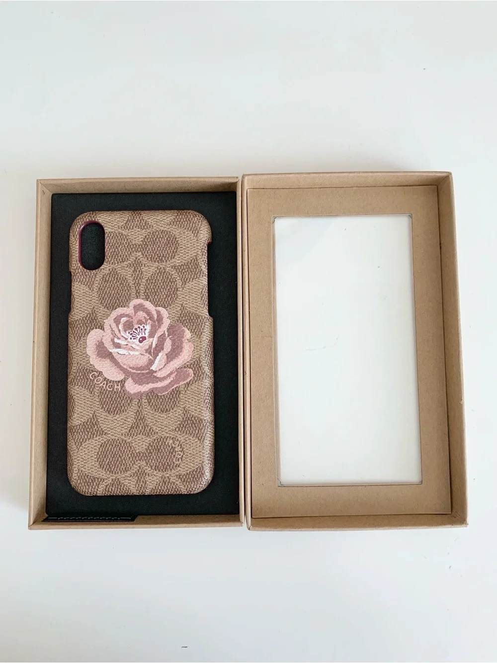NEW Coach Brown Monogram Rose Flower Iphone X/XS Protective Case